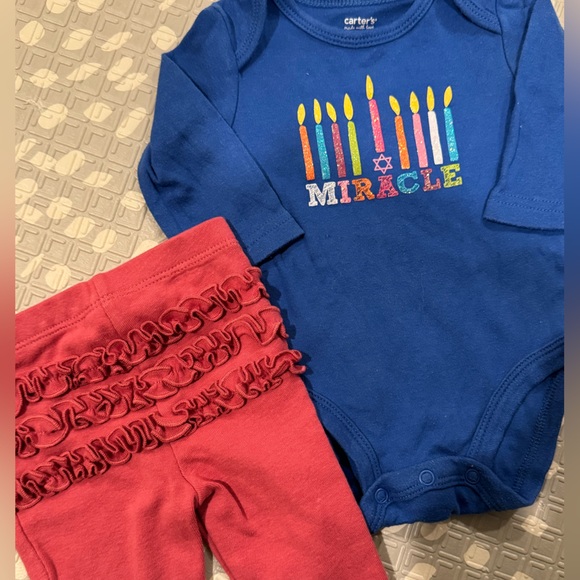 Carter's Other - Carters Baby Girl Hanukkah Miracle Menorah Star of David Bodysuit Ruffle Legging